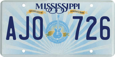 MS license plate AJO726