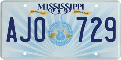 MS license plate AJO729
