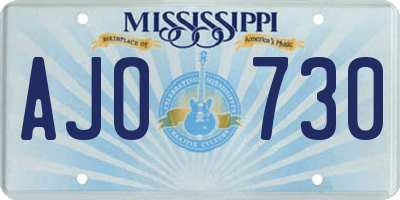 MS license plate AJO730