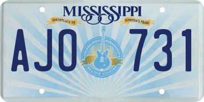 MS license plate AJO731