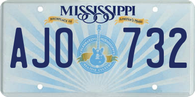 MS license plate AJO732