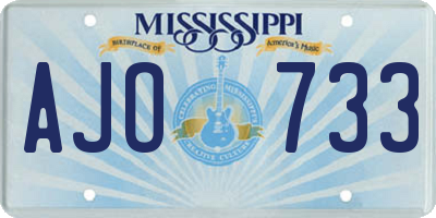 MS license plate AJO733
