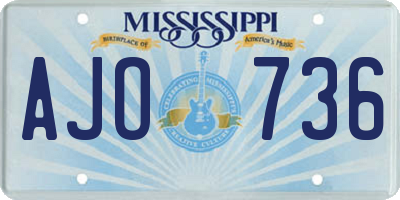MS license plate AJO736