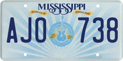 MS license plate AJO738