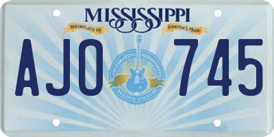 MS license plate AJO745