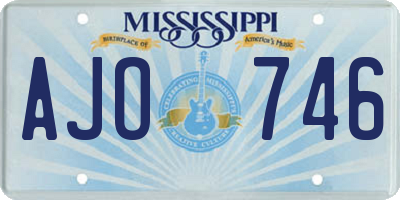 MS license plate AJO746