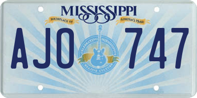 MS license plate AJO747