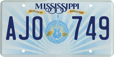 MS license plate AJO749