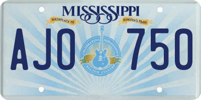MS license plate AJO750