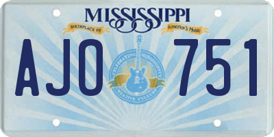 MS license plate AJO751