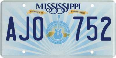 MS license plate AJO752