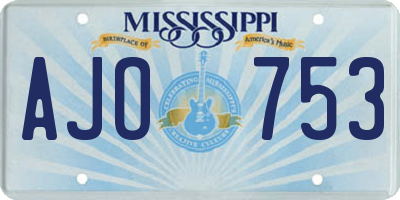 MS license plate AJO753