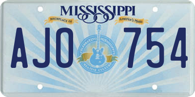 MS license plate AJO754