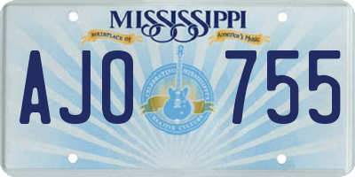 MS license plate AJO755