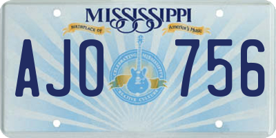 MS license plate AJO756