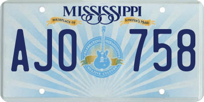 MS license plate AJO758