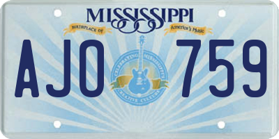 MS license plate AJO759