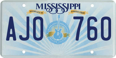 MS license plate AJO760