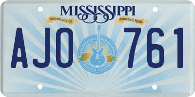 MS license plate AJO761