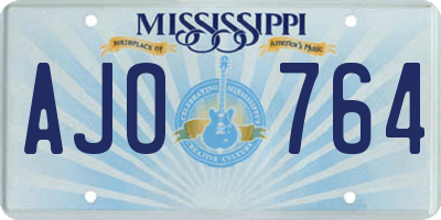 MS license plate AJO764