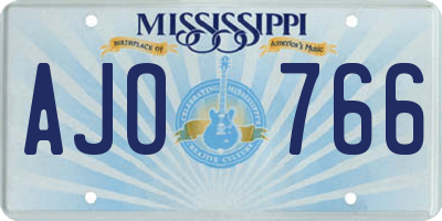 MS license plate AJO766