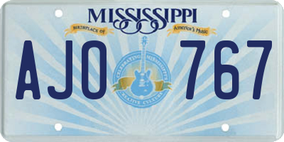 MS license plate AJO767
