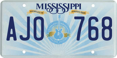 MS license plate AJO768