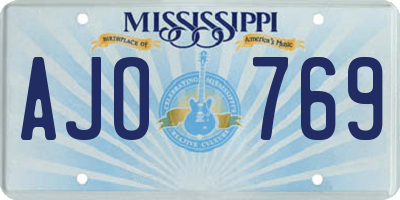MS license plate AJO769