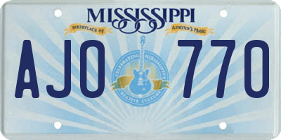 MS license plate AJO770