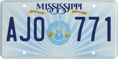 MS license plate AJO771