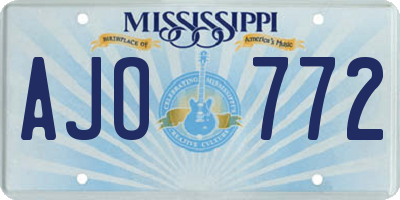 MS license plate AJO772