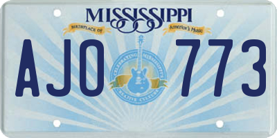 MS license plate AJO773