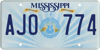 MS license plate AJO774
