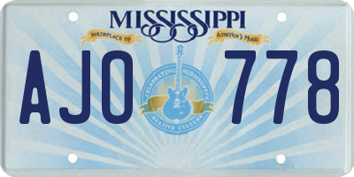 MS license plate AJO778