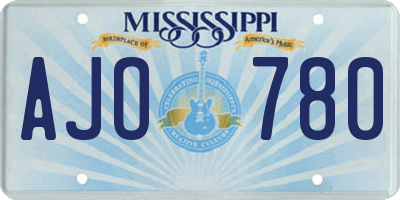 MS license plate AJO780