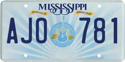 MS license plate AJO781