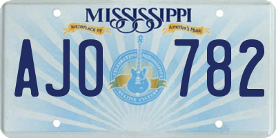 MS license plate AJO782