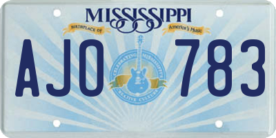 MS license plate AJO783