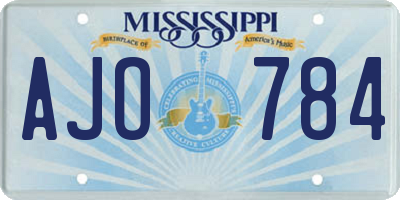 MS license plate AJO784
