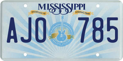 MS license plate AJO785