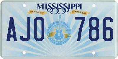 MS license plate AJO786