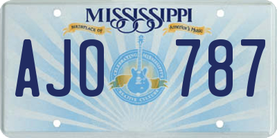 MS license plate AJO787