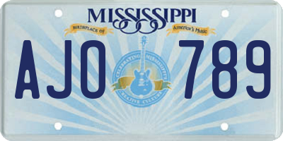 MS license plate AJO789