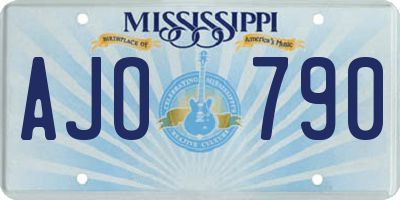 MS license plate AJO790