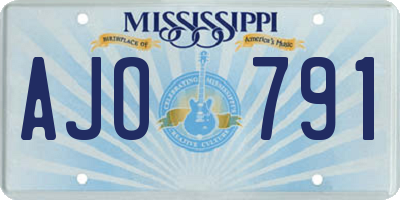MS license plate AJO791