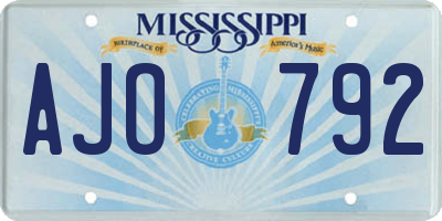 MS license plate AJO792