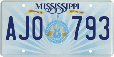 MS license plate AJO793