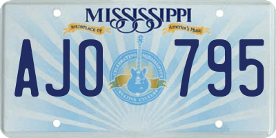 MS license plate AJO795