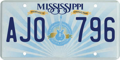 MS license plate AJO796