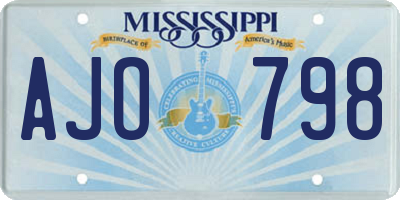 MS license plate AJO798